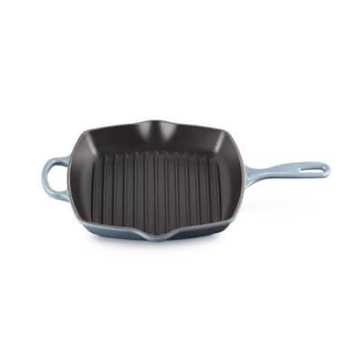 Le Creuset Signature Cast Iron 26cm Square Grillit Chambray