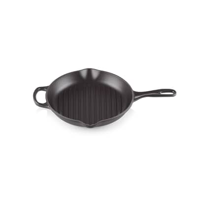 Le Creuset Signature Cast Iron 26cm Round Ribbed Skillet Satin Black