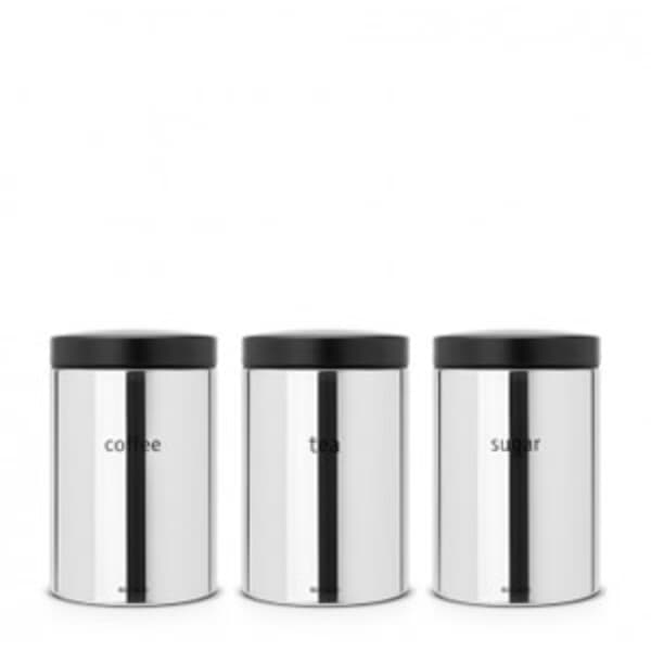 Brabantia 3 Piece Canister Set Tea, Coffee Sugar (204166)