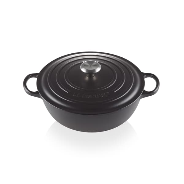Le Creuset Cast Iron 24cm Soup Pot Casserole Satin Black