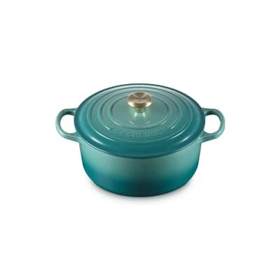 Le Creuset Signature Cast Iron 22cm Round Casserole Bleu Riviera