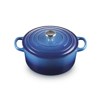 Le Creuset Signature Cast Iron 22cm Round Casserole Azure Blue