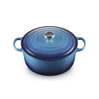 Le Creuset Signature Cast Iron 28cm Round Casserole Azure Blue