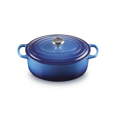 Le Creuset Signature Cast Iron 29cm Oval Casserole Azure Blue