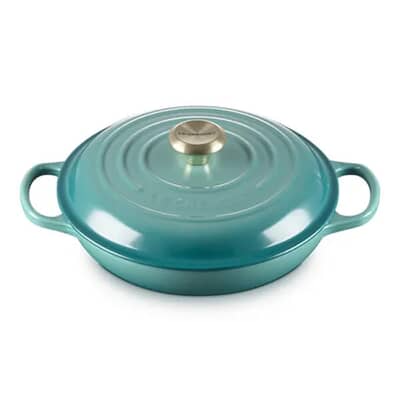 Le Creuset Signature Cast Iron 22cm Shallow Casserole Bleu Riviera