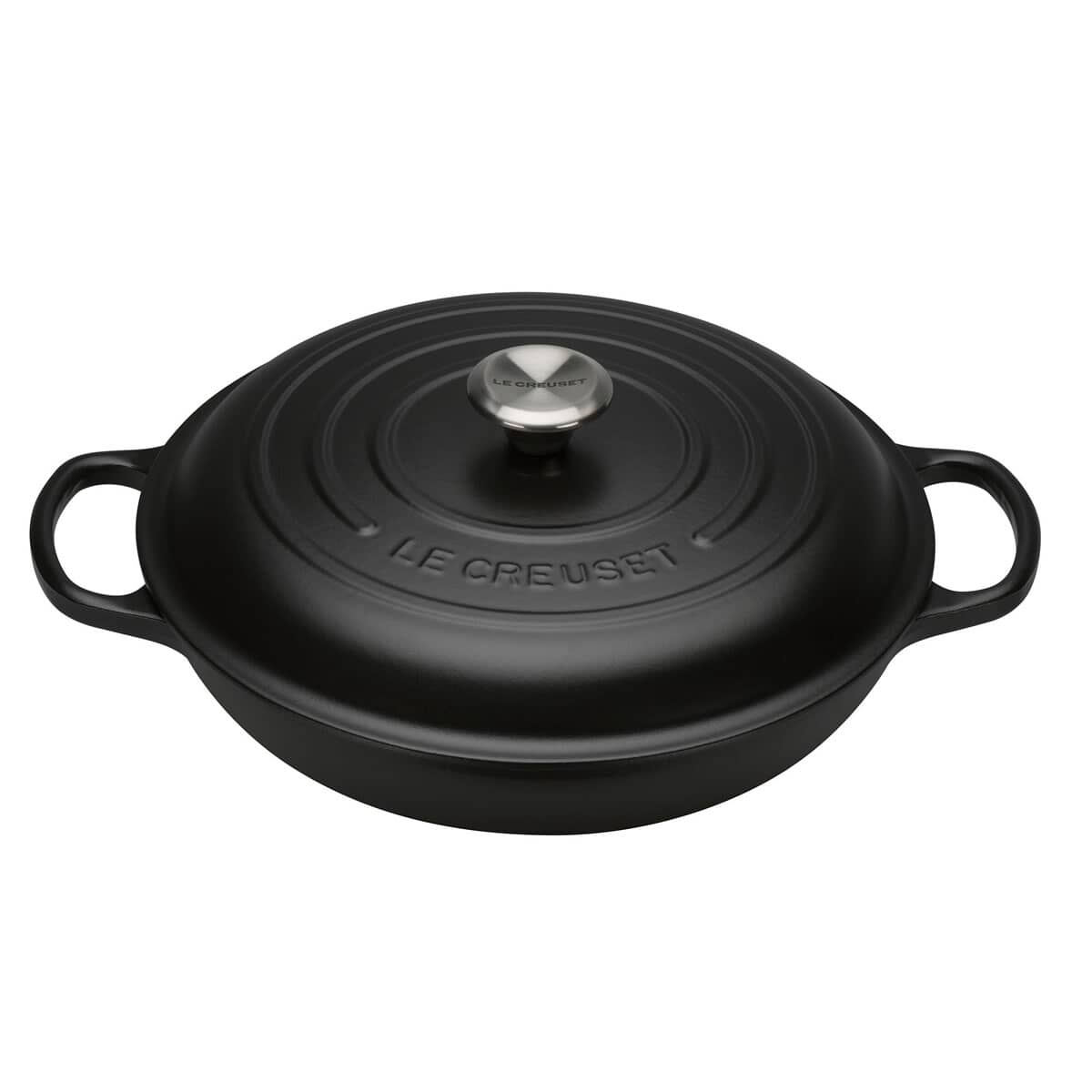 Le Creuset Signature Cast Iron 26cm Shallow Casserole Satin Black ...