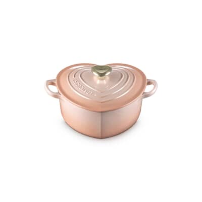 Le Creuset Cast Iron 20cm Heart Casserole With Heart Shaped Knob Peche