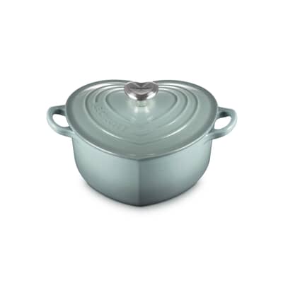Le Creuset Cast Iron 20cm Heart Casserole With Heart Shaped Knob Sea Salt