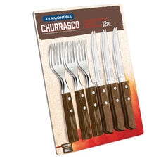 Tramontina Churrasco Set of 12 Steak Knives and Forks Brown