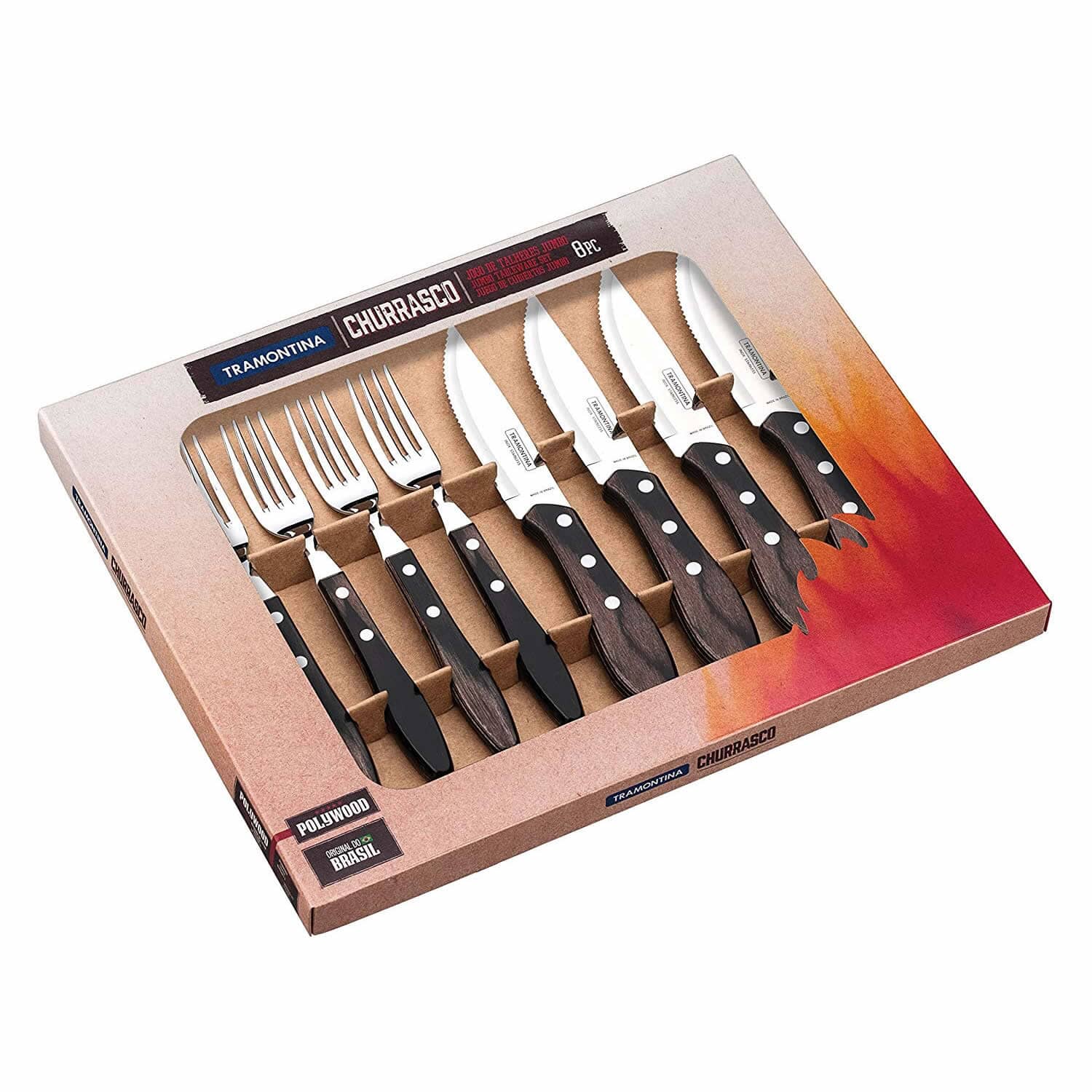 Tramontina Churrasco Jumbo 8 Piece Steak Knife And Fork Set (29899