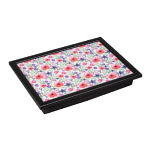 Denby Lap Trays - Watercolour Floral With Black Edge
