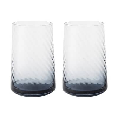 Denby Fluted Blue Large Tumblers Set Of 2