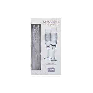 Denby Monsoon Filigree Silver Champagne Flute Set Of 2