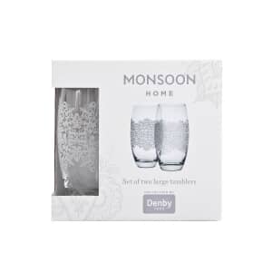 Denby Monsoon Filigree Silver Large Tumbler Set Of 2