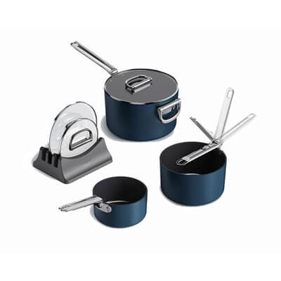 Joseph Joseph Space Folding Handle Ceramic Non-stick 3-piece Saucepan Set