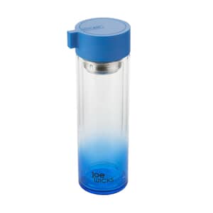 Joe Wicks Hydration - 350ml Crystal Glass Water Bottle Blue