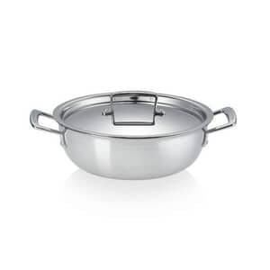 Le Creuset 3 Ply Stainless Steel 24cm Non-Stick Chefs Casserole With Lid