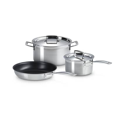 Le Creuset Classic 3-ply Stainless Steel 3 Piece Cookware Set