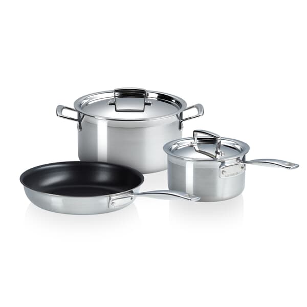 Le Creuset 3 Ply Stainless Steel 3 Piece Cookware Set