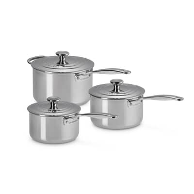 Le Creuset Signature Stainless Steel 3 Piece Saucepan Set