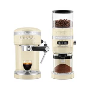 KitchenAid Artisan Semi-Auto Espresso Machine and Burr Grinder Set Almond C