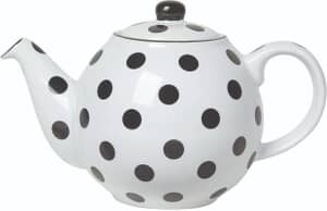 London Pottery Globe 2 Cup Teapot White With Black Spots