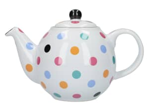 London Pottery Globe 6 Cup Teapot White With Multi Spots