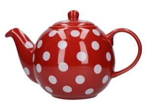 London Pottery Globe 6 Cup Teapot Red With White Spots