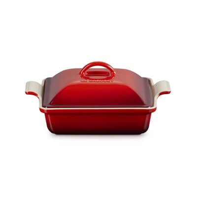 Le Creuset 23cm Deep Square Baking Dish With Lid Cerise
