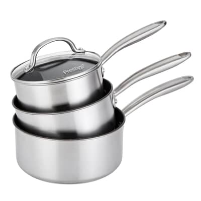 Prestige Scratch Guard Stainless Steel Saucepan Set 3 Piece