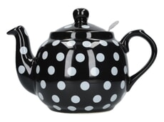 London Pottery Farmhouse 4 Cup Teapot Black With White Spots