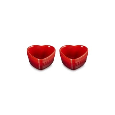 Le Creuset Set Of 2 Heart Ramekins Cerise