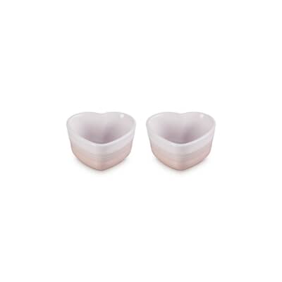 Le Creuset Set Of 2 Heart Ramekins Shell Pink