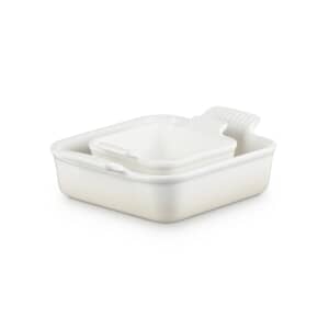 Le Creuset Stoneware Set Of 2 Heritage Square Dishes Meringue