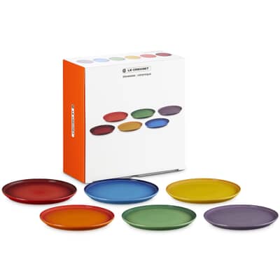 Le Creuset Rainbow Set Of 6 Coupe Dinner Plates