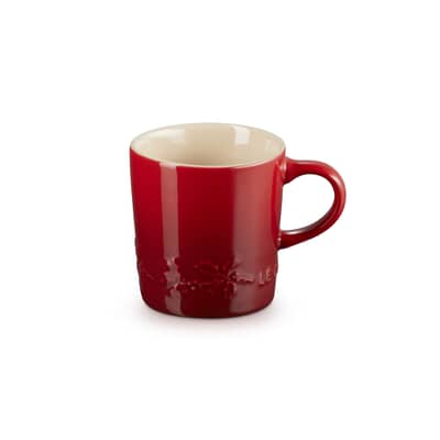 Le Creuset Christmas Holly Cappucino Mug Cerise