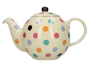 London Pottery Globe 6 Cup Teapot Ivory With Multi Spots