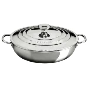 Le Creuset Signature Stainless Steel 30cm Uncoated Shallow Casserole + Lid