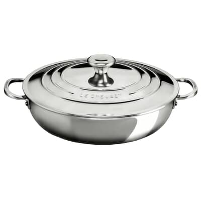 Le Creuset Signature Stainless Steel 30cm Uncoated Shallow Casserole  Lid