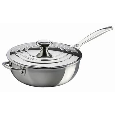 Le Creuset Signature Stainless Steel 24cm Non Stick Chefs Pan With Lid