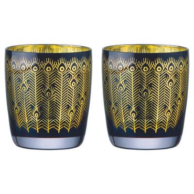 Artland Set of 2 Midnight Peacock DOF Tumblers