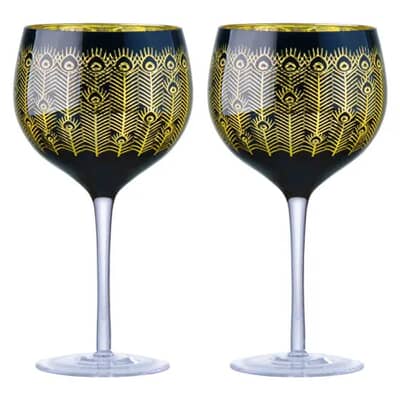 Artland Set of 2 Midnight Peacock Gin Glasses