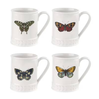 Botanic Garden Harmony 16oz Tankard Butterfly Set Of 4