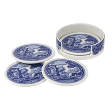 Spode Blue Italian - Ceramic Coasters With Holder