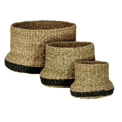 Murmur Seagrass Baskets Trio Sml Med And Lrg Natural/Black