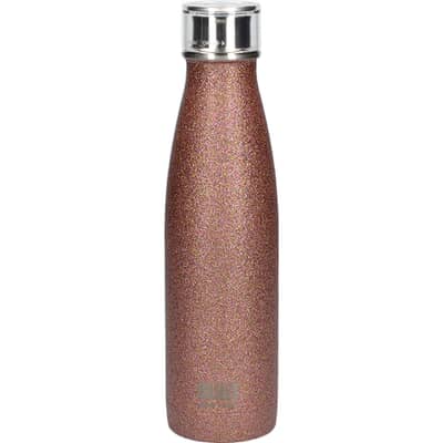 Built 500ml Double Walled Stainless Steel Water Bottle Rose Gold Glitter