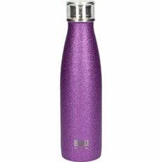 Built 500ml Double Walled Stainless Steel Water Bottle Purple Glitter
