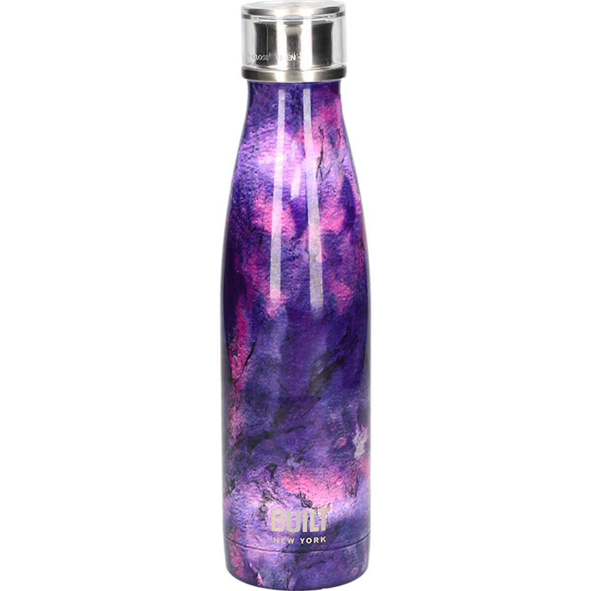 Built 500ml Double Walled Stainless Steel Water Bottle Purple Marble ...