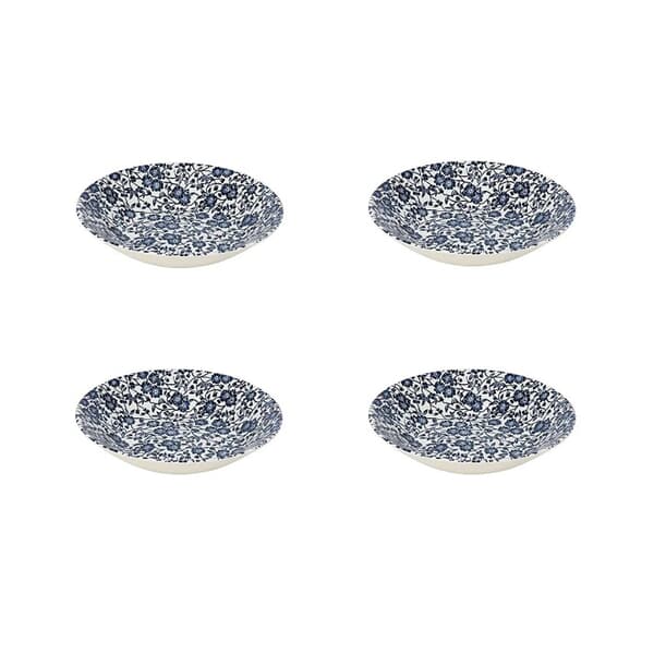 Queens Blue Story Victorian Calico White Scollop Bowl Set Of 4