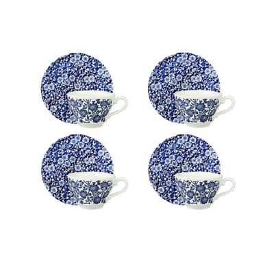 Royal Wessex Victorian Calico Teacup And Saucer Set Of 4